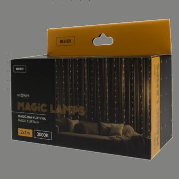 Kurtyna świetlna LED 200 barwa ciepła 3000K 2x1m USB Bluetooth Magiczne Lampki Eco Light ML61621