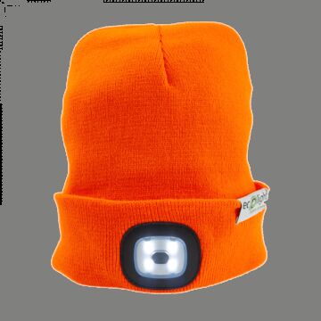 Czapka z latarką czołową LED 1W 6500K 80lm IP44 ładowalna USB pomarańczowa Eco Light EC20589