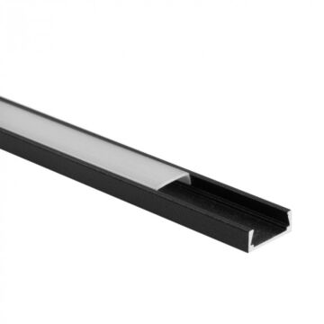 Profil do taśm LED N02 natynkowy czarny + klosz mrożony 2m Eco Light EC20599