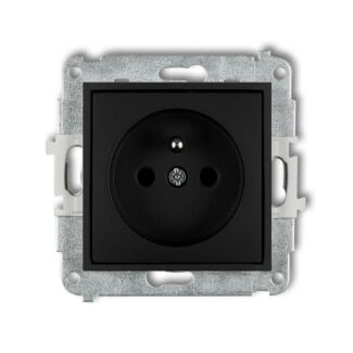 Gniazdo elektryczne pojedyncze z przesłonami czarny mat Karlik MINI 12MGP-1ZP