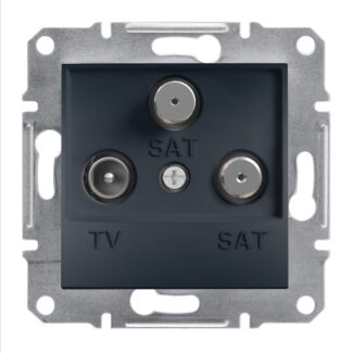 Gniazdo antenowe TV-SAT-SAT końcowe 1dB czarny antracyt, Asfora, Schneider Electric, EPH3600171