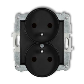 Gniazdo elektryczne podwójne czarny mat Karlik MINI 12MGPR-2ZP