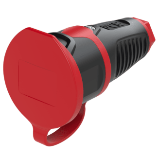 Gniazdo siłowe przenośne gumowe z pokrywą 3P 16A IP54 czarne/czerwone TAURUS 2 PCE 2411-SRW