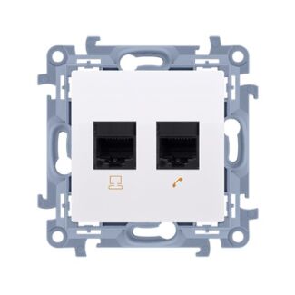 Gniazdo komputerowe podwójne 2x RJ45 UTP kat. 5e białe Simon10 Kontakt-Simon C52.01/11