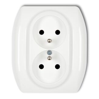 Gniazdo elektryczne podwójne monoblok białe Karlik TREND GP-2ZP