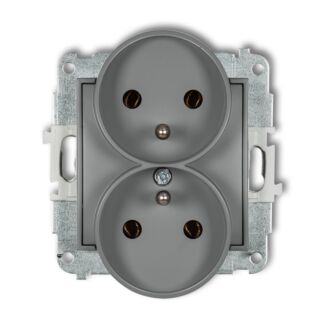 Gniazdo elektryczne podwójne szary mat Karlik MINI 27MGPR-2Z