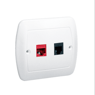 Gniazdo komputerowe pojedyncze RJ45 5e + telefoniczne 1xRJ12 białe AKORD Kontakt-Simon AF5T/11