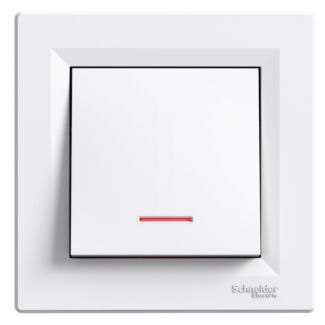 Włącznik światła pojedynczy podświetlany biały, Asfora, Schneider Electric, EPH1400121