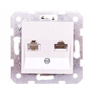 Gniazdo komputerowe pojedyncze 1xRJ45 5e+telefoniczne 1x1RJ11 białe KARRE VIKO (Panasonic) 90963635