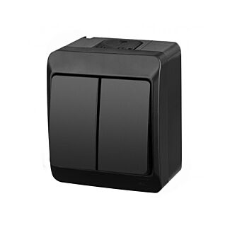 Włącznik światła hermetyczny podwójny n/t IP44 czarny HERMES Elektro-Plast Nasielsk ŁNT-5 0332-09
