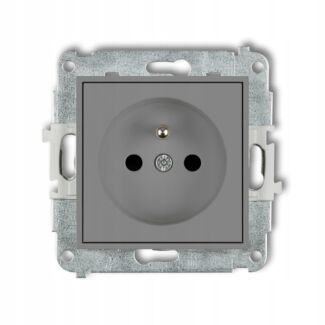 Gniazdo elektryczne pojedyncze z przesłonami szary mat Karlik MINI 27MGP-1ZP