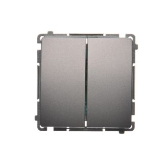 Włącznik światła podwójny srebrny inox BASIC Kontakt-Simon BMW5.01/21