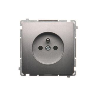 Gniazdo elektryczne pojedyncze srebrny inox BASIC Kontakt-Simon BMGZ1.01/21