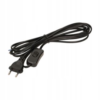 Przewód przyłączeniowy OW czarny z wtyczka płaską 2x0,75mm2 230V - 2m PLASTROL W-99721