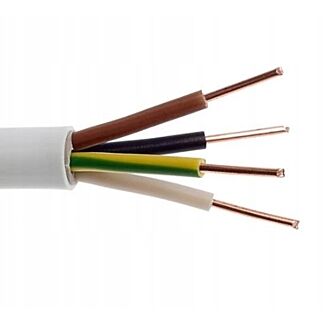 Przewód instalacyjny okrągły YDY 4x2,5mm2 450/750V biały - 1m