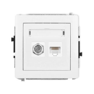 Gniazdo antenowe pojedyncze SAT + komputerowe pojedyncze RJ45 kat.5e białe Karlik DECO DGFK-1