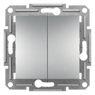 Włącznik światła podwójny aluminium, Asfora, Schneider Electric, EPH0300361