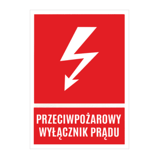 Tabliczka oznacznikowa samoprzylepna "PRZECIWPOŻAROWY WYŁĄCZNIK PRĄDU" 74x105mm TRYTYT NOZ3-PPOZWP