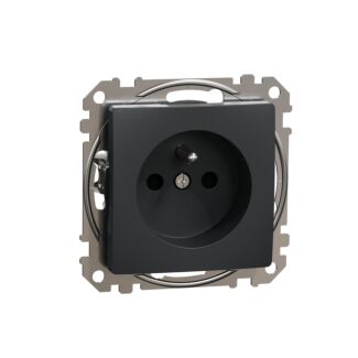 Gniazdo pojedyncze z przesłonami antracyt, Sedna Design & Elements, Schneider Electric, SDD114011