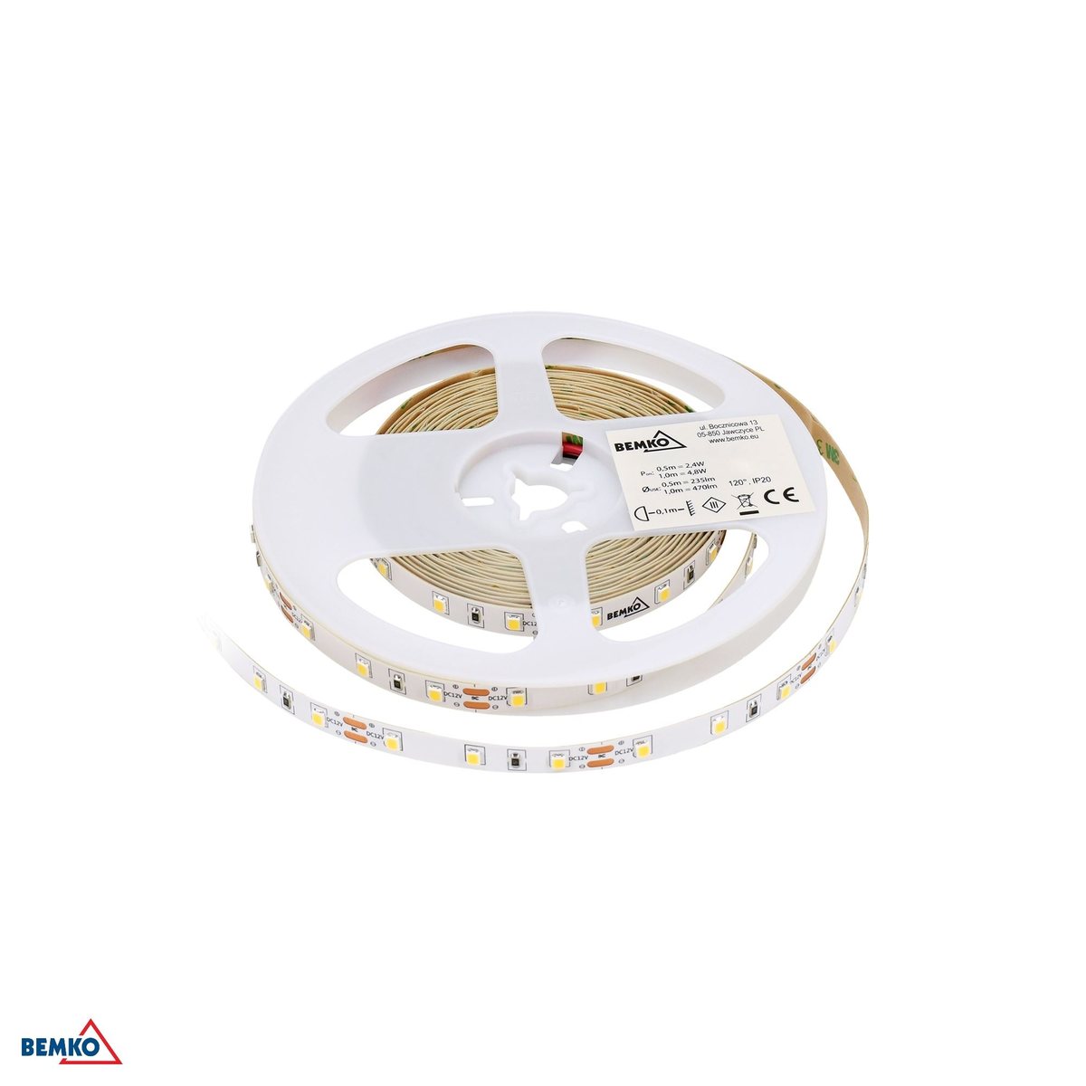 Taśma LED Bemko D87-LS-2835-300-IP65-ANW — zwinięta na szpuli