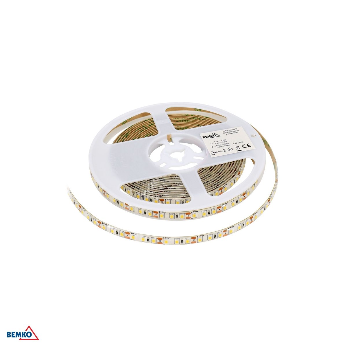 Taśma LED Bemko D87-LS-2835-600-IP65-ACW — zwinięta na szpuli