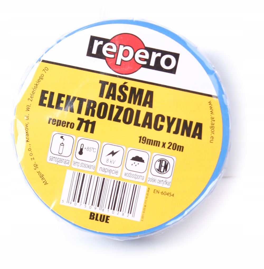 Taśma izolacyjna REPERO 711E PVC 19x20 niebieska ATAGOR TTET711E3-19-20