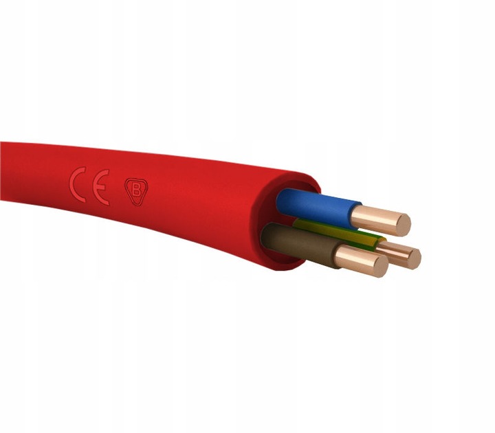 Przewód ognioodporny HLGs 3x1,5mm2 500V czerwony - 1m