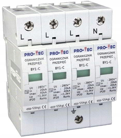 Ogranicznik przepięć ochronnik 4P 280V T2 PRO-TEC 3221040