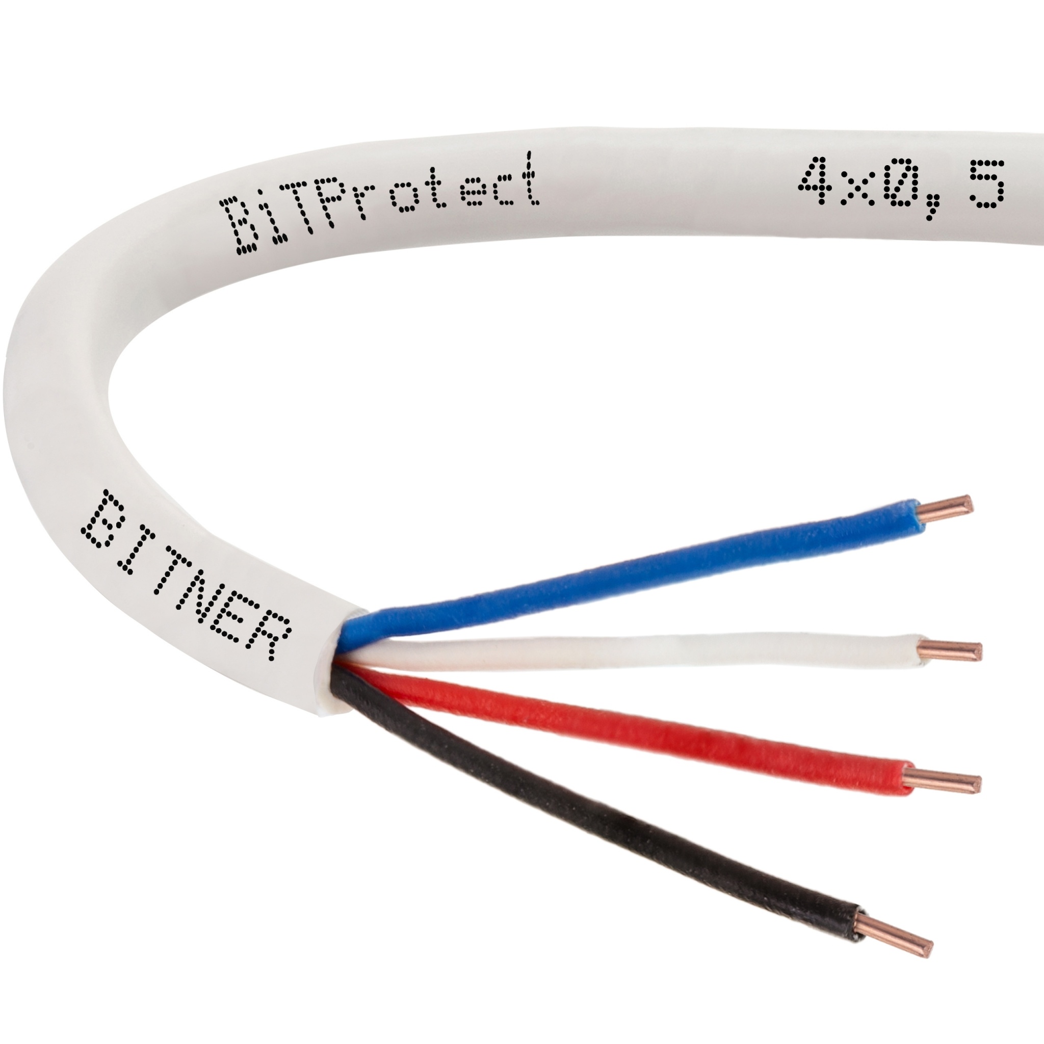 Przewód alarmowy domofonowy YTDY biały 4x0,5mm2 100V - 1m Bitner LA0051